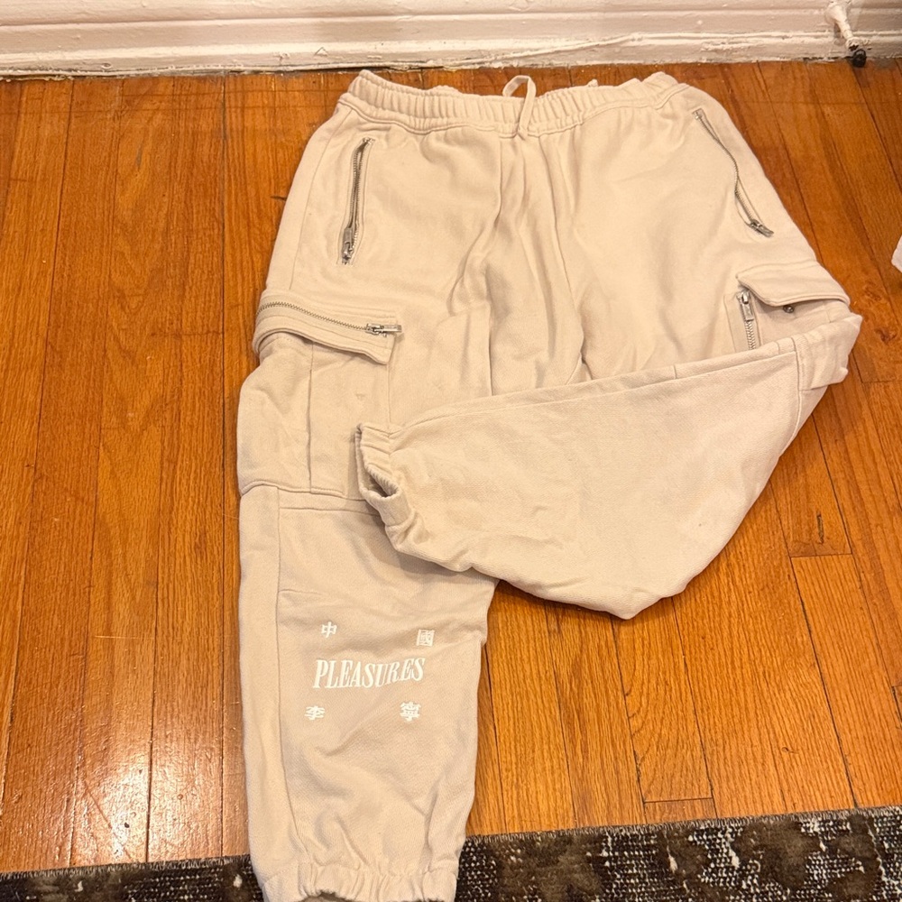 Pleasures Beige Cargo Cropped Joggers